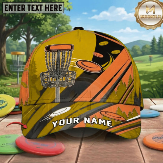 (8 Colors) Maxcorners Disc Golf Mountain Flying Discs & Chain Basket Personalized Name 3D Cap LM3009