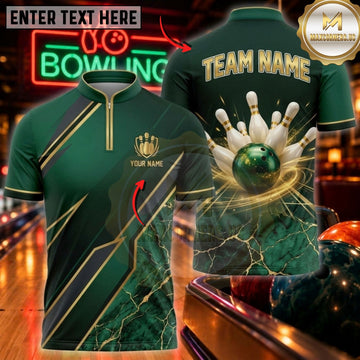 Maxcorners Bowling & Dynamic Bowling Ball Swirl Graphic Customized Name, Team Name 3D Shirts