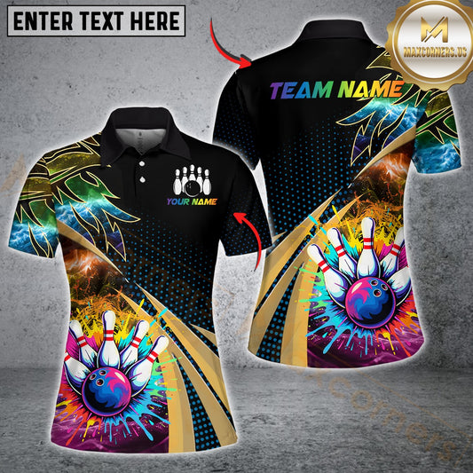 Maxcorners Colorful Bowling Jersey Customized Name, Team Name 3D Shirt For Women