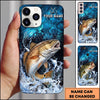 Maxcorners Blue Marble Hexagon Water Splash Personalized Name Phone Case (13 Fish Species)
