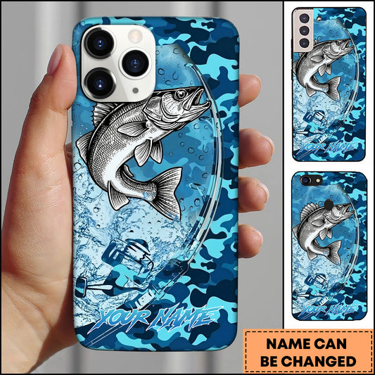 Maxcorners Walleye Fishing Phone Case Fishing Camo Phone Case Personalized Name