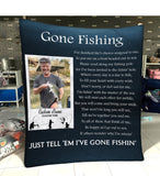 Maxcorners Gone Fishing in Heaven Customized Name And Picture 3D Quilt - Blanket