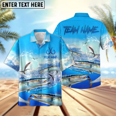 Maxcorners Wahoo Fishing Beer Swimming Personalized Name, Team Name 3D Hawaiian Shirt