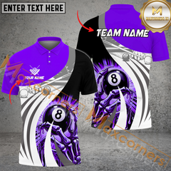 Maxcorners Ball 8 Skull Hand Billiard Jersey Multicolor Options Personalized Name, Team Name 3D Polo Shirt