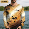 Maxcorners Yellow Fish Scale Fishing UPF Shirts, Custom Fishing Shirt, Gift For Fisherman, Mens Casual Shirts