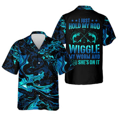 Maxcorners Fishing UPF Shirts, I Just Hold My Rod Wiggle My Worm, Funny Fishing Shirt, Fishing Shirt For Men