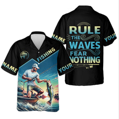 Maxcorners Fishing Shirts, Rule The Waves Fear Nothing, SPF Long Sleeve Shirts, Fishing Shirts For Men