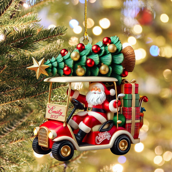 Maxcorners Santa Claus Golf Cart Xmas Decorations, Golf Christmas Ornament, Golf Gift Idea, Christmas Golf Gift