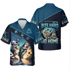 Maxcorners Bite Hard or Go Home Fishing Shirts, SPF Long Sleeve Shirts, Fishing Shirts For Men