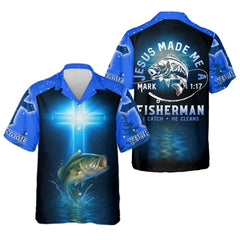 Maxcorners Jesus Made Me A Fisherman SPF Long Sleeve Shirts, Jesus Fishing Shirt, Fishing Shirts For Men
