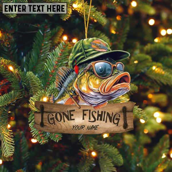 Maxcorners Gone Fishing Fishing Bass Fish Fisherman - Personalized Acrylic Ornament