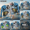 Maxcorners Fishing Blue and White Pro Sport Jersey Pattern Sun Protection Personalized Name Team Name 3D Shirts (6 Fish Species)