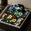 Maxcorners Black Tropical Parrot Palm Flower Pattern Golf Shirt, Women’s Golf Polo, Ladies Golf Shirts, Golf Tops For Women LM1507