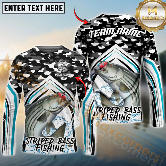 Maxcorners Fishing Black Camo Sport Custom Name & Team Name 3D Shirts