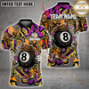 Maxcorners Billiard Ball 8 Pool Graffiti Pattern Multicolor Options Personalized Name, Team Name 3D Polo Shirt