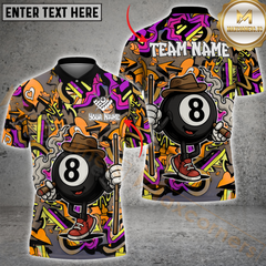 Maxcorners Billiard Ball 8 Pool Graffiti Pattern Multicolor Options Personalized Name, Team Name 3D Polo Shirt