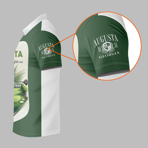 Maxcorners Custom Augusta Golfer Home Of Champions Men's Golf Polo Shirt, Mens Golf Gift, Mens Golf Shirt