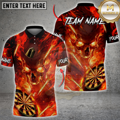 Maxcorners Darts Flaming Skull Fire Board Multicolor Customized Name, Team Name 3D Shirts
