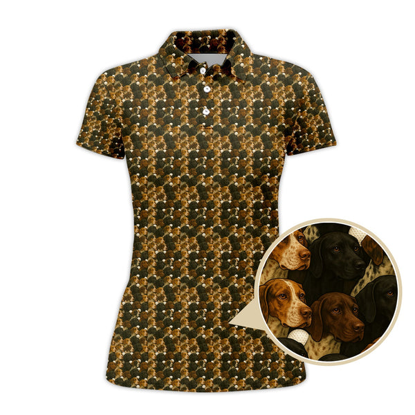 Maxcorners Pointer Golf Polos , Pattern Golf Shirt For Dog Lover, Dog Golf Shirt, Crazy Golf Shirt For Golfers