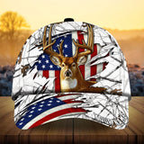 Maxcorners Best US Flag Ragged Deer Hunting Camo Pattern 3D Multicolor Personalized Cap