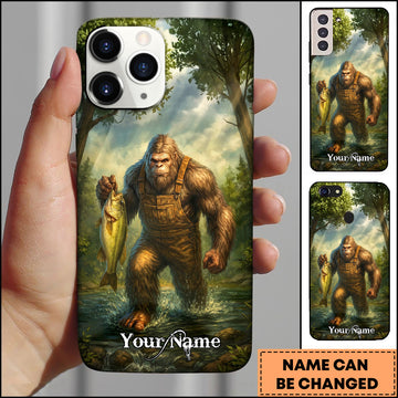 Maxcorners Bigfoot Fishing Forest Stream Adventure Personalized Name 3D Phone Case