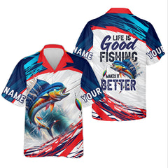 Maxcorners Life Is Good Fishing Makes It Better SPF Shirts, Fishing Shirts For Men, Funny Fisherman Gift