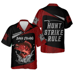 Maxcorners Bass Fishing Shirts, Hunt - Strike - Rule, SPF Long Sleeve Shirts, Fishing Shirts For Men