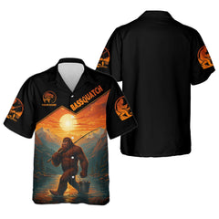 Maxcorners Bassquatch Bigfoot Fishing SPF Long Sleeve Shirts, Fishing Shirts For Men, Funny Fishing Shirt, Fisherman Gift