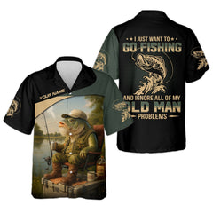 Maxcorners I Just Want To Go Fishing And Ignore Old Man Problem SPF Shirts, Fishing Shirts For Men, Fisherman Gift