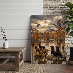 Maxcorners Duck Hunting Dog Action Shot In Water Personalized Name Canvas