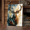 Maxcorners Abstract Deer Canvas Print - Teal and Orange Forest Silhouette