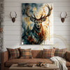 Maxcorners Abstract Deer Canvas Print - Teal and Orange Forest Silhouette