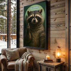 Maxcorners Angry Raccoon Showing Middle Finger Personalized Name Canvas Wall Art