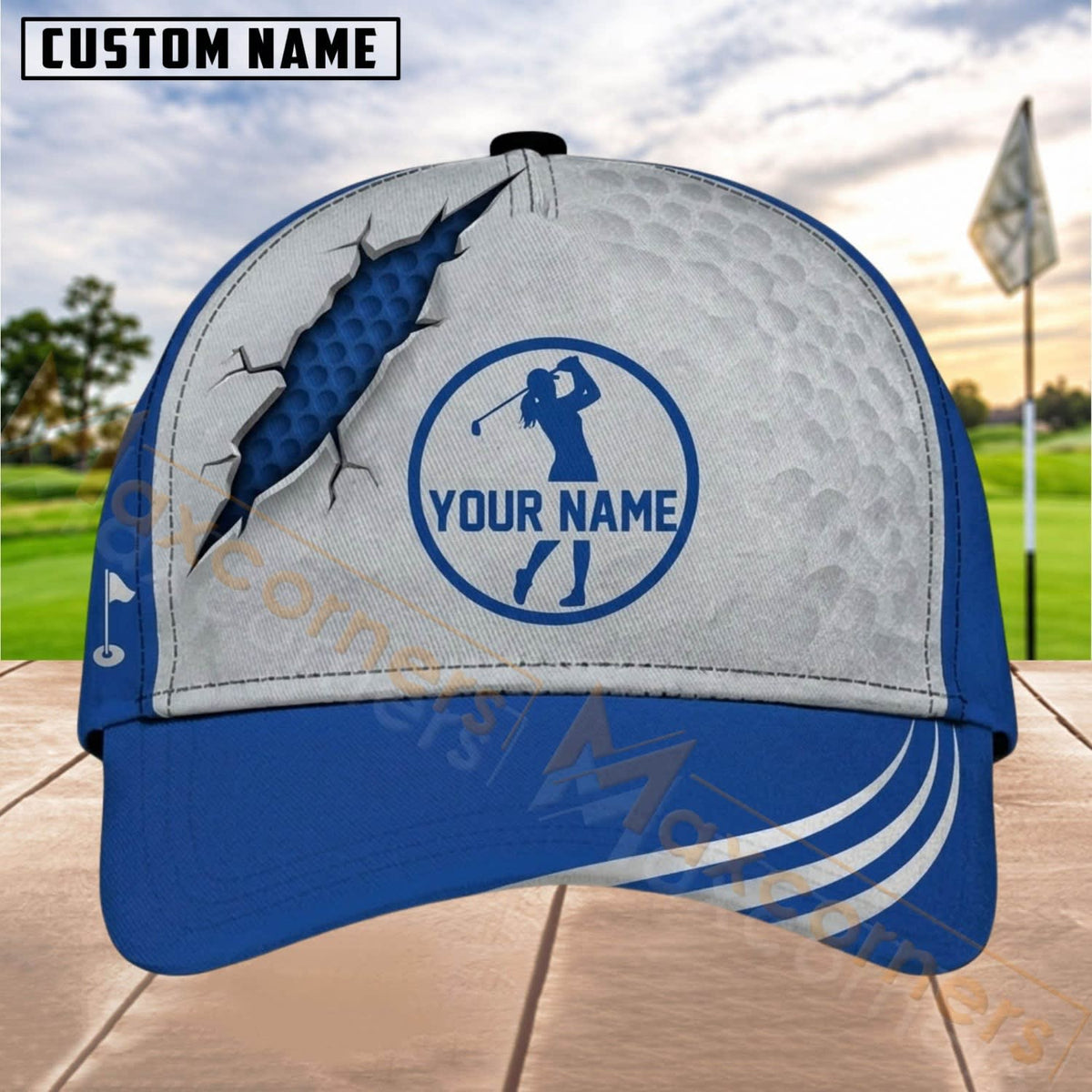 Maxcorners Golf Claw Scratch Circle Logo Personalized Name 3D Cap (6 Colors)