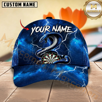 Maxcorners Darts Cobra Dartboard Blue Lightning Galaxy Personalized Name 3D Cap
