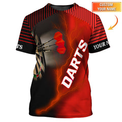 Maxcorners Custom NameDarts Shirts, Red Lightning Dartboard Shirt, Darts Jersey for Players LM0509