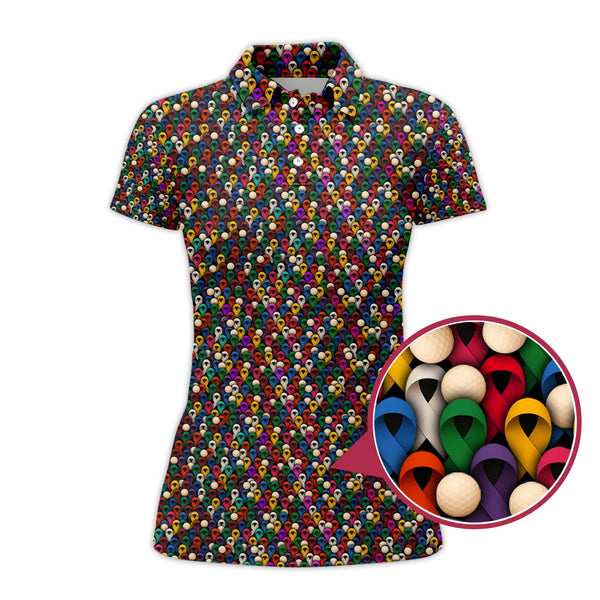 Maxcorners Cancer Survivor Shirt, Cancer Awareness Polos, Pattern Golf Shirt For Golfer