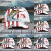 Maxcorners Fishing Red Blue Seawwave American Flag Pattern Sport Pattern Personalized Name 3D Cap (11 Breeds)