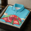 Maxcorners Christmas In July Santa Beach Christmas Golf Shirt, Women's Golf Tops, Hawaiian Golf Shirt, Printed Golf Shirt LM1507
