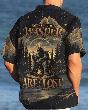 Maxcorners Not All Who Wander Are Lost Bigfoot Compass Hawaiian Shirt LM2101