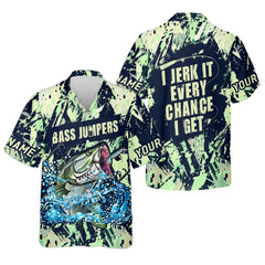 Maxcorners Bass Jumpers Fishing Shirts, I Jerk It Every Chance I Get, SPF Long Sleeve Shirts, Fishing Shirts For Men
