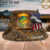 Maxcorners Fishing Patriotic Faith Camo Personalized Name 3D Bucket Hat (12 Fish Species)