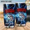 Maxcorners Fishing Tumbler Freedom Flag Blue Lightning Design Personalized Name Tumbler (13 Species)
