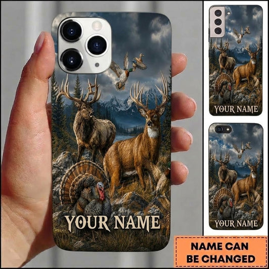Maxcorners Hunting Elk Deer Turkey Duck Mountain Customized Name Phone Case