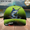 Maxcorners Fishing Lime Green Scale Personalized Name 3D Cap (12 Fish Species)