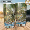 Maxcorners Fishing Tumbler Forest Topographic Compass Design Personalized Name Tumbler (13 Species)