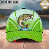Maxcorners Fishing Cap Green Honeycomb Water Splash Personalized Name 3D Cap (12 Fish Species)