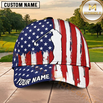 Maxcorners Golf American Flag Vertical Stripes Personalized Cap