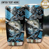 Maxcorners Fishing Tumbler Black Aqua Geometric Grunge Design Personalized Name Tumbler (13 Species)