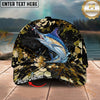 Maxcorners Fishing Woodland Camouflage Splash Personalized Name 3D Cap (12 Fish Species)